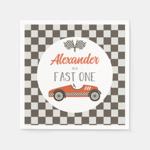 ファーストワンレッドレースカー誕生日 スタンダードカクテルナプキン