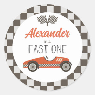 ファーストワンレッドレースカー誕生日 ラウンドシール