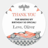 ファーストワンレッドレースカー1stバースデースタンプ ラウンドシール (正面)