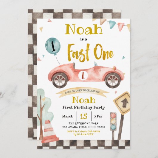 ファーストワンレトロレーシングカー招待状 招待状 (正面/裏面)