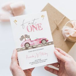ファーストワンレトロレースカー誕生日招待状 招待状