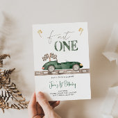 ファーストワンレトロレースカー誕生日招待状 招待状