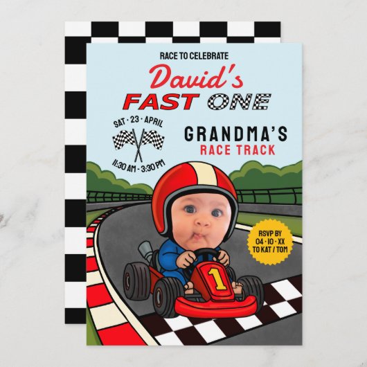 ファーストワンレーサー誕生日 招待状 (正面/裏面)