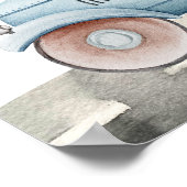 ファーストワンレーシングカーブルーボーイ1st誕生日へようこそ ポスター (角)