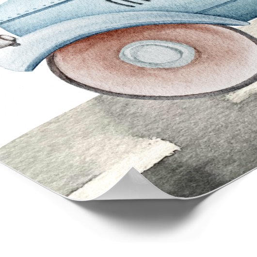 ファーストワンレーシングカーブルーボーイ1st誕生日へようこそ ポスター (角)