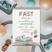 ファーストワンレーシングカーブルーボーイ1st誕生日 招待状