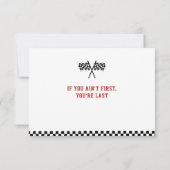 ファーストワンレーシングミニマリスト1歳の誕生日 サンキューカード (裏面)