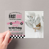 ファーストワンレースカーガール1st誕生日パーティー写真 アクリル招待状 (インサイチュ (ポータブル))