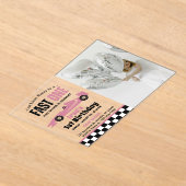 ファーストワンレースカーガール1st誕生日パーティー写真 アクリル招待状 (レイダウン)