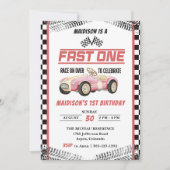 ファーストワンレースカーガール1st誕生日パーティー 招待状 (正面)