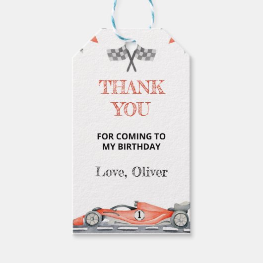 ファーストワンレースカーパーティー誕生日サンキューラベル ギフトタグ (正面)