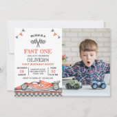 ファーストワンレースカーフォト誕生日招待状 招待状 (正面)