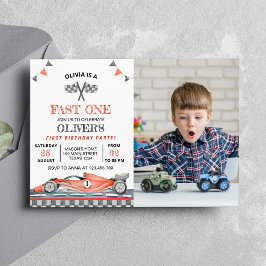 ファーストワンレースカーフォト誕生日招待状 招待状