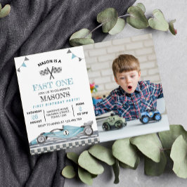 ファーストワンレースカーフォト誕生日招待状 招待状