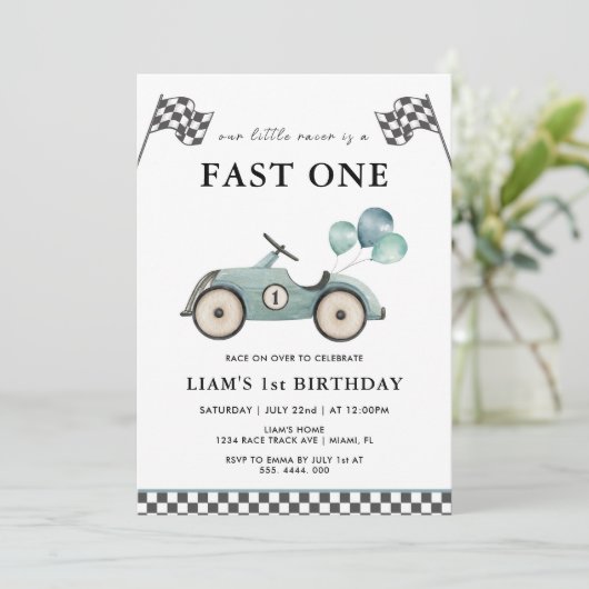 ファーストワンレースカーボーイズ1st誕生日 招待状 (スタンド正面)