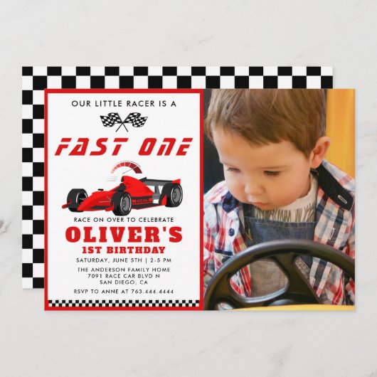 ファーストワンレースカーボーイ1stフォトバースデーパーティー 招待状 (正面/裏面)