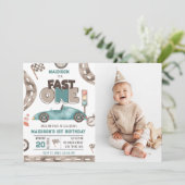 ファーストワンレースカーボーイ1st誕生日パーティー写真 招待状 (スタンド正面)