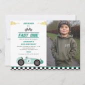 ファーストワンレースカーボーイ1st誕生日パーティー写真 招待状 (正面)