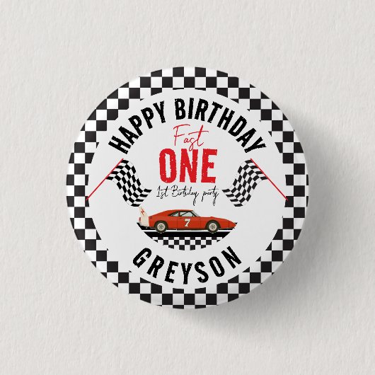 ファーストワンレースカーボーイ1st誕生日パーティー 缶バッジ (正面)