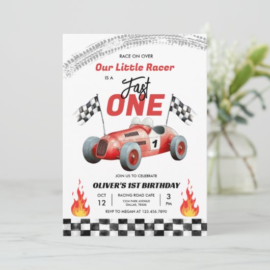 ファーストワンレースカー1stバースデーレーシングボーイ 招待状 (スタンド正面)