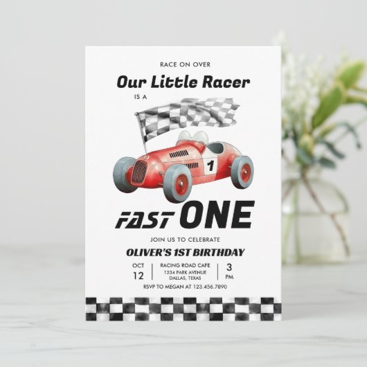 ファーストワンレースカー1stバースデーレーシングボーイ 招待状 (スタンド正面)