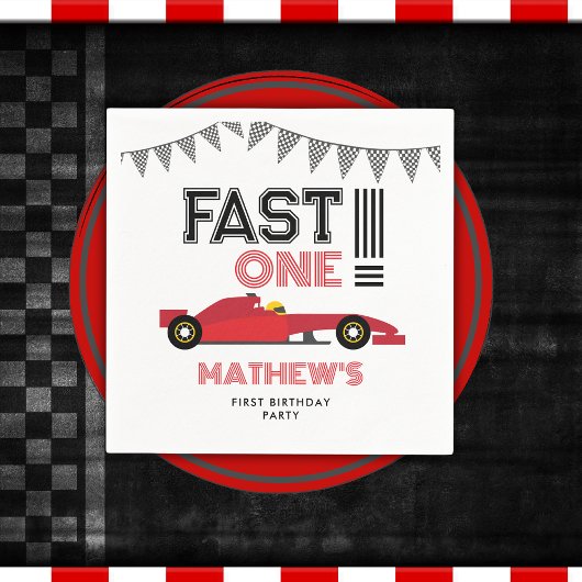 ファーストワンレースカー1st男の子バースデーパーティー スタンダードカクテルナプキン