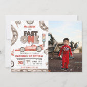 ファーストワンレースカー1st誕生日パーティー写真 招待状 (正面)