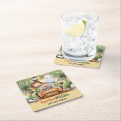 ファーストワンワイルドワンサファリ動物の車1日の誕生日 スクエアペーパーコースター (インサイチュ)