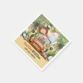 ファーストワンワイルドワンサファリ動物の車1日の誕生日 スタンダードカクテルナプキン (角)