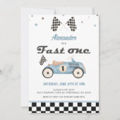ファーストワンヴィンテージかわいい車の誕生日招待状 招待状 (正面)