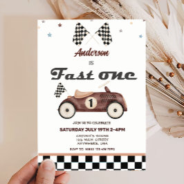 ファーストワンヴィンテージかわいい車の誕生日招待状 招待状
