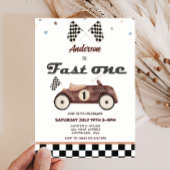 ファーストワンヴィンテージかわいい車の誕生日招待状 招待状