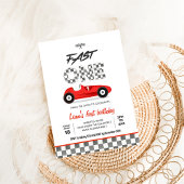 ファーストワンヴィンテージレッドレースカー1st誕生日 招待状