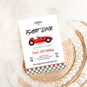 ファーストワンヴィンテージレッドレースカー1st誕生日 招待状