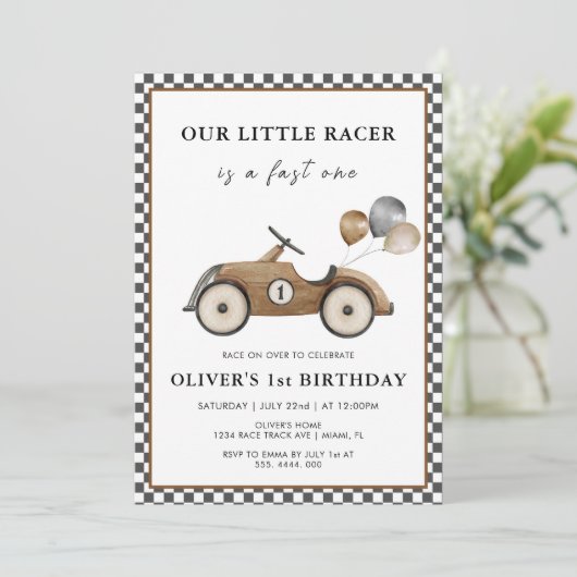 ファーストワンヴィンテージレースカーボーイズ1st誕生日 招待状 (スタンド正面)