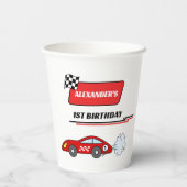 ファーストワン赤レースカーボーイ男の子1歳の誕生日 紙コップ (裏面)