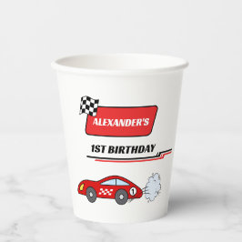 ファーストワン赤レースカーボーイ男の子1歳の誕生日 紙コップ