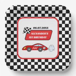 ファーストワン赤レースカーレーシングボーイ1st birthday ペーパープレート