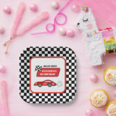ファーストワン赤レースカーレーシングボーイ1st birthday ペーパープレート (パーティー)