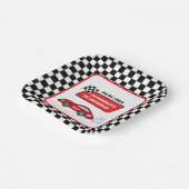 ファーストワン赤レースカーレーシングボーイ1st birthday ペーパープレート (傾斜あり)