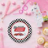 ファーストワン赤レースカーレーシングボーイ1st birthday ペーパープレート (パーティー)