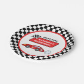 ファーストワン赤レースカーレーシングボーイ1st birthday ペーパープレート (アングル)