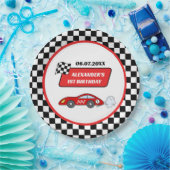 ファーストワン赤レースカーレーシングボーイ1st birthday ペーパープレート (パーティー)
