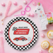 ファーストワン赤レースカーレーシングボーイ1st birthday ペーパープレート (パーティー)