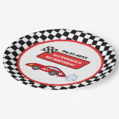 ファーストワン赤レースカーレーシングボーイ1st birthday ペーパープレート (アングル)