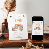 『ファーストワン』オレンジモンスター  トラックのパーティ招待状 招待状