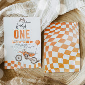 ファーストワン オレンジ ダートバイク ボーイ 1歳 誕生日パーティー 招待状