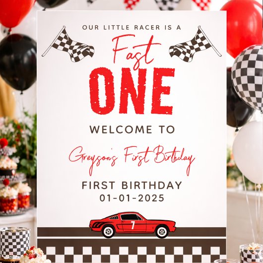 ファーストワン レースカー ボーイ 1歳誕生日パーティー ポスター
