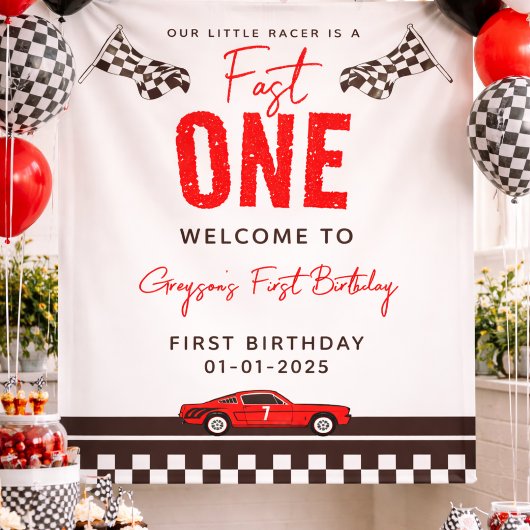ファーストワン レースカー 1歳誕生日 横断幕