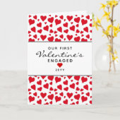 ファースト婚約した赤いハートパーソナライズされた カード (黄色い花)